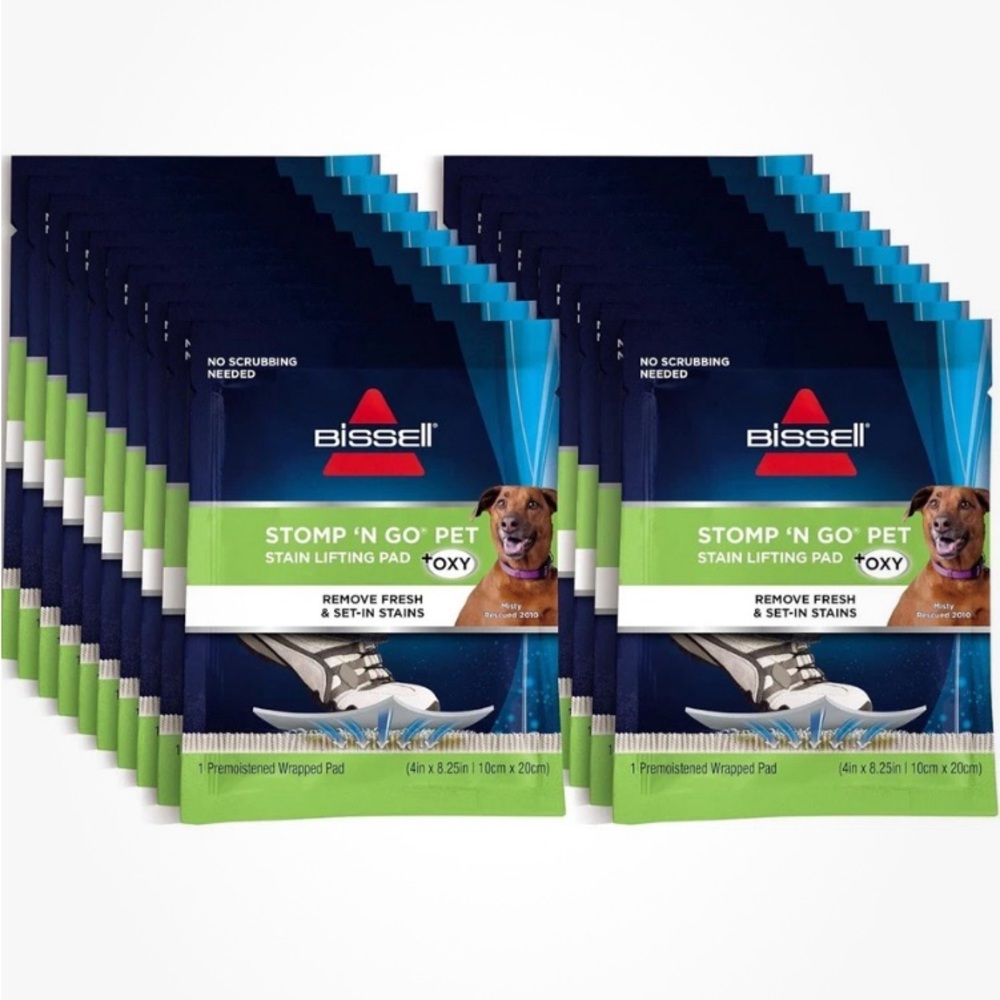 40 Pack Bissell Stomp 'N Go Pet Lifting Pads + Oxy for Stain Removal on Carpet